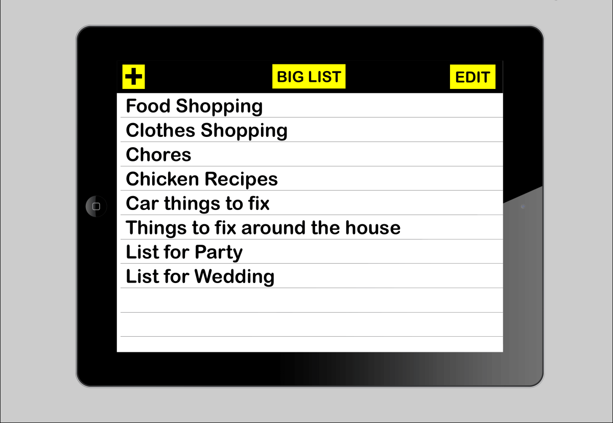 Big List Large Print Note Taking App