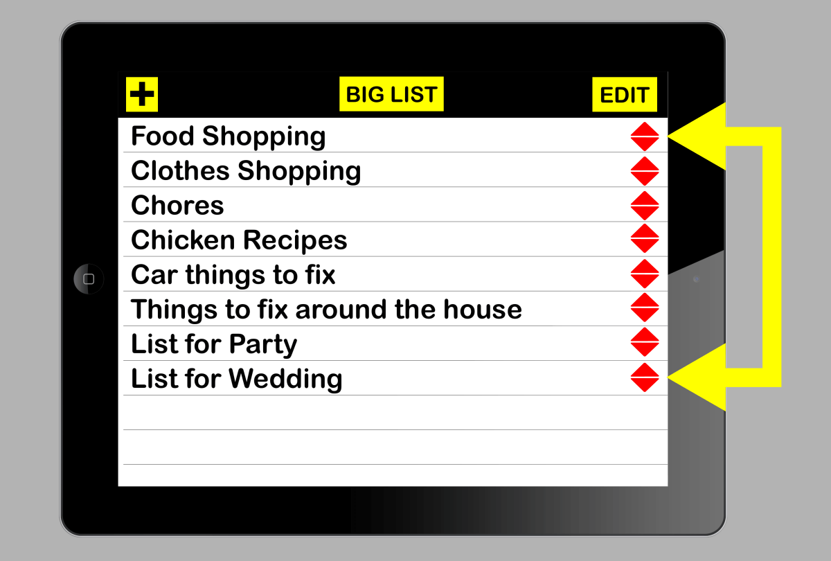 large print low vision app is easy to use and re-order the list